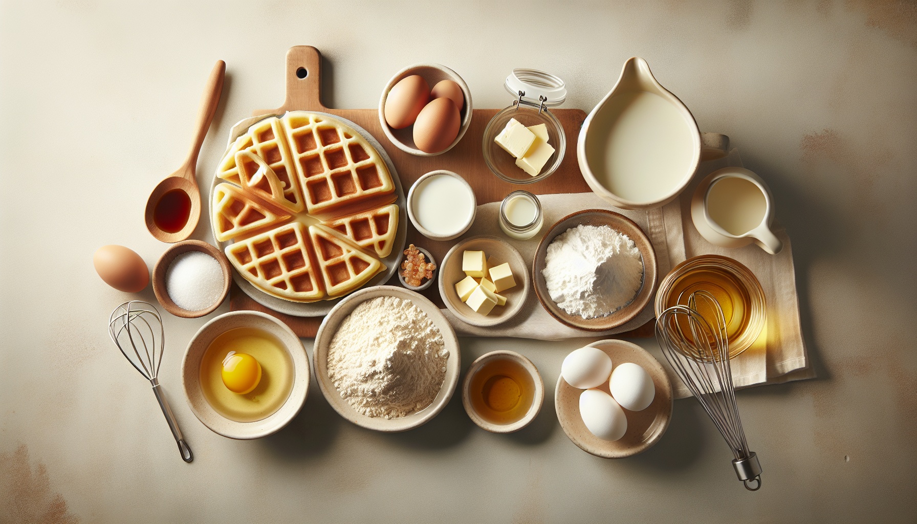 Classic Homemade Waffles with Whipped Butter and Maple Syrup Recipe