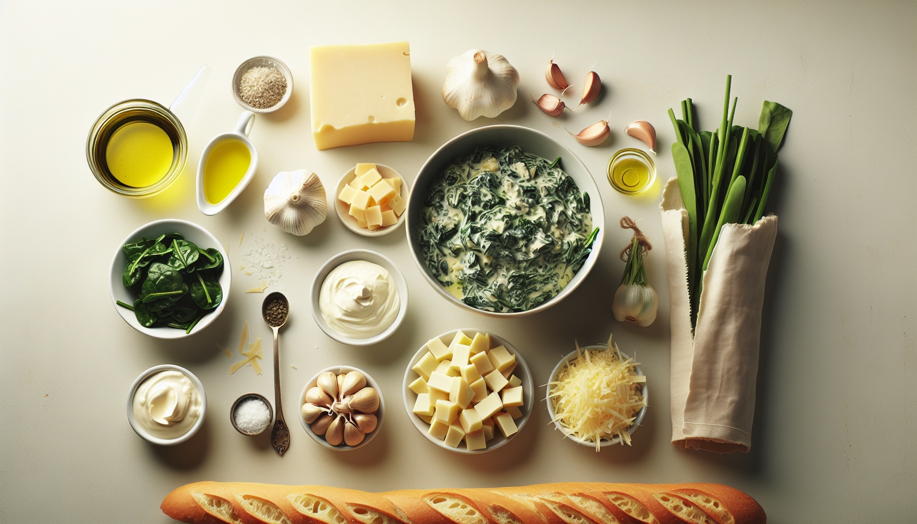 Creamy Spinach Artichoke Dip with Parmesan and Garlic Toasts Recipe