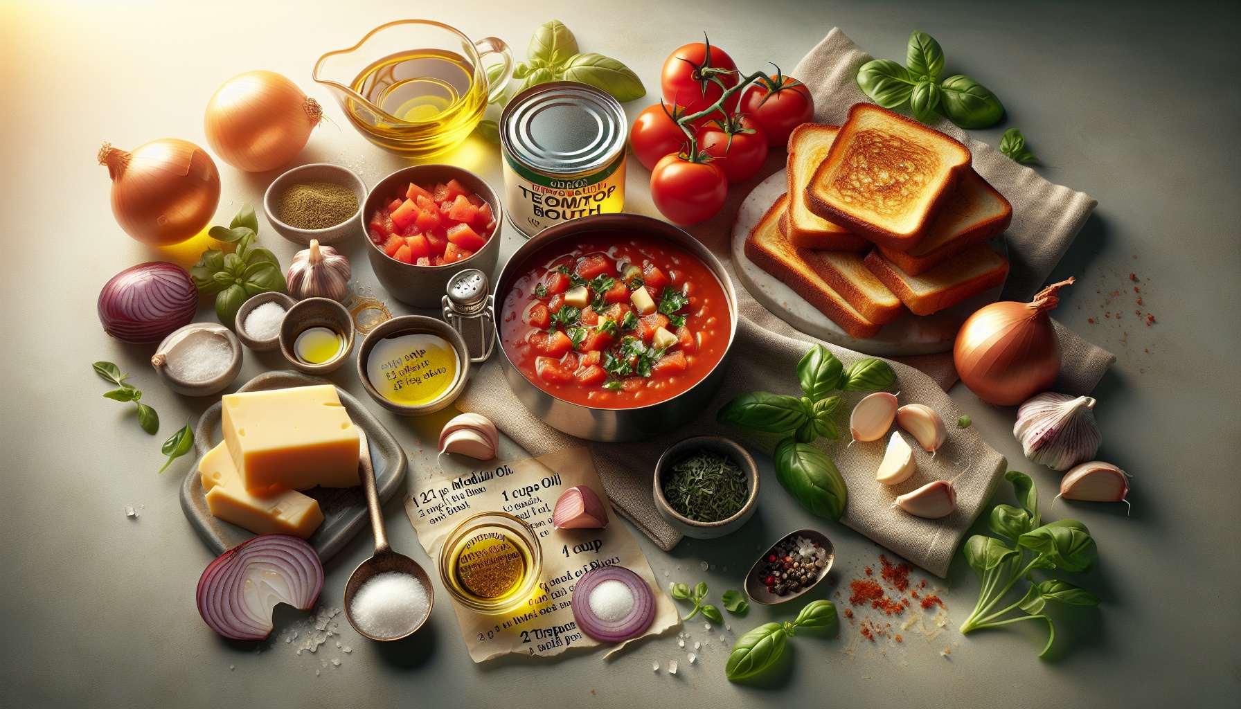 Easy Classic Tomato Soup with Grilled Cheese Croutons Recipe