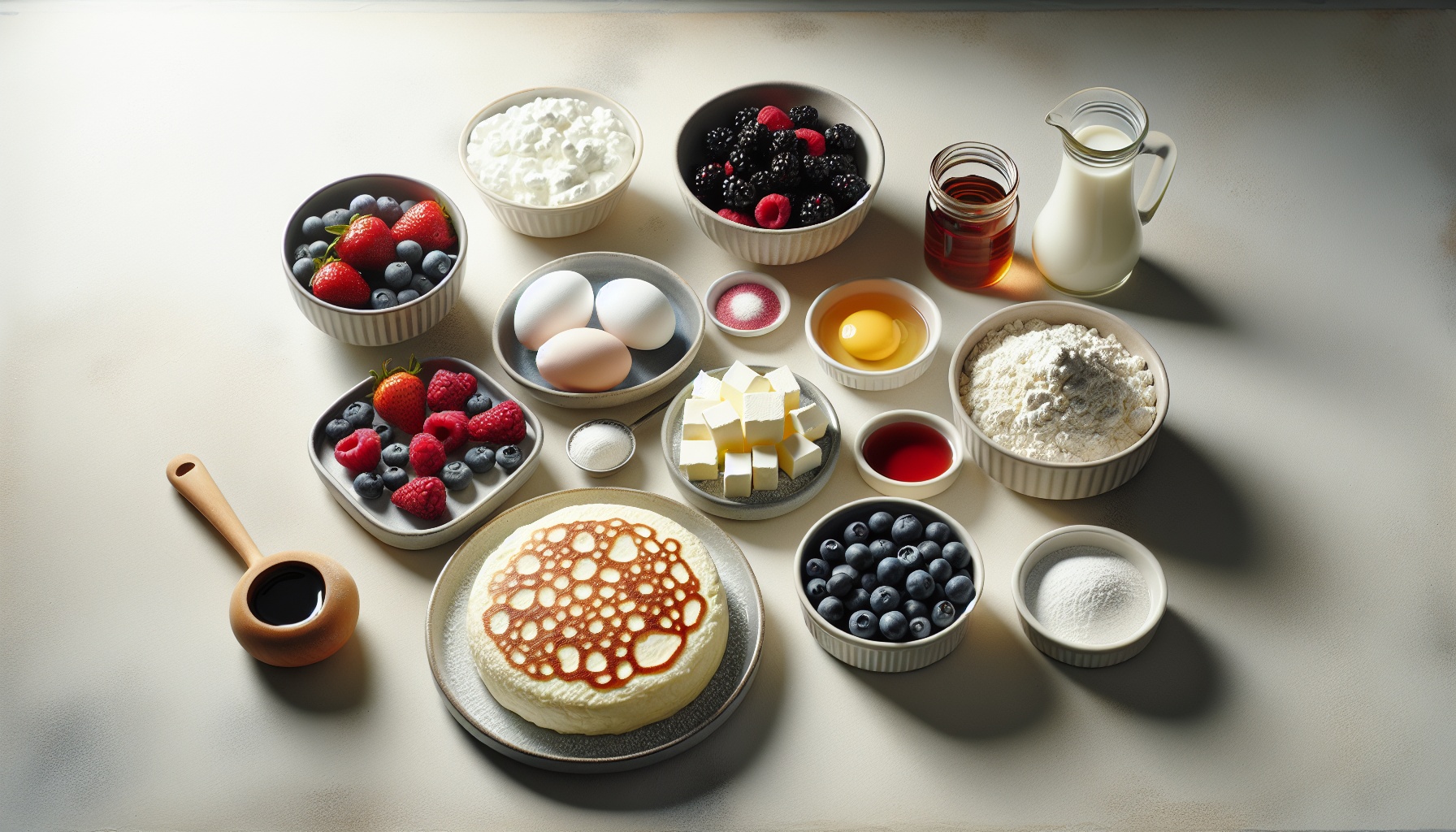 Fluffy Cottage Cheese Pancakes with Warm Berry Compote Recipe