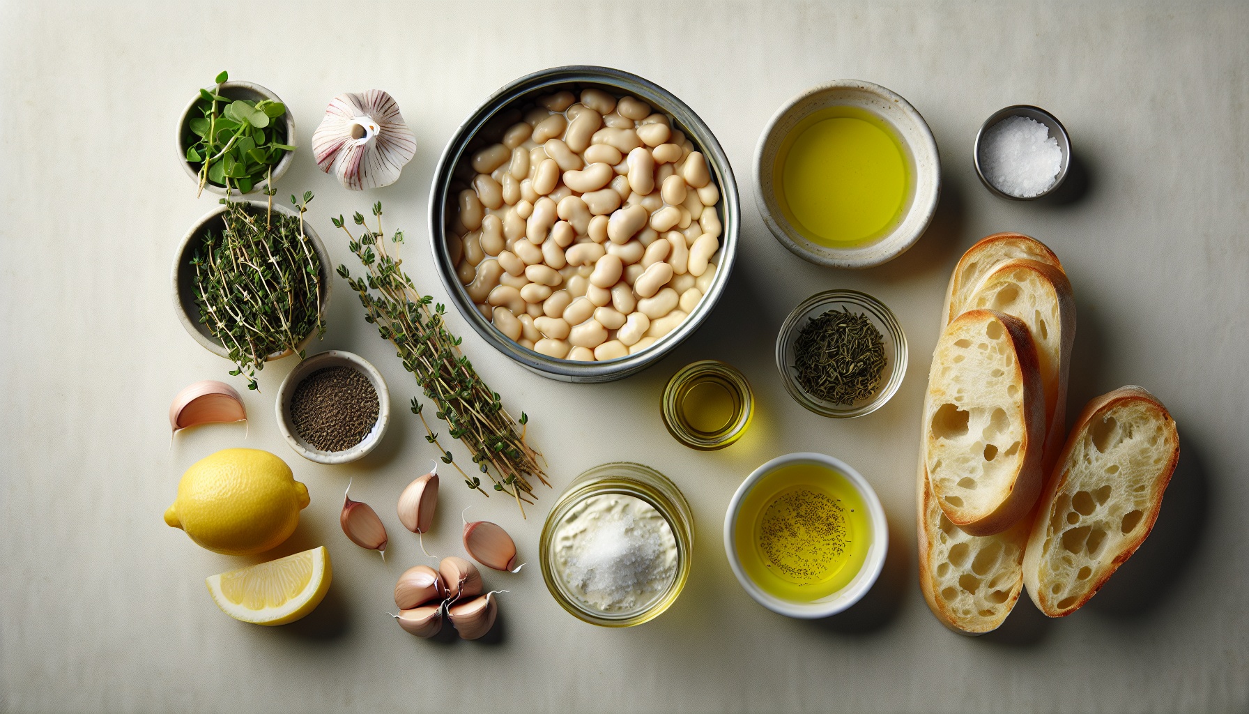 Simple Homemade Butter Bean and Thyme Dip with Crusty Bread Recipe