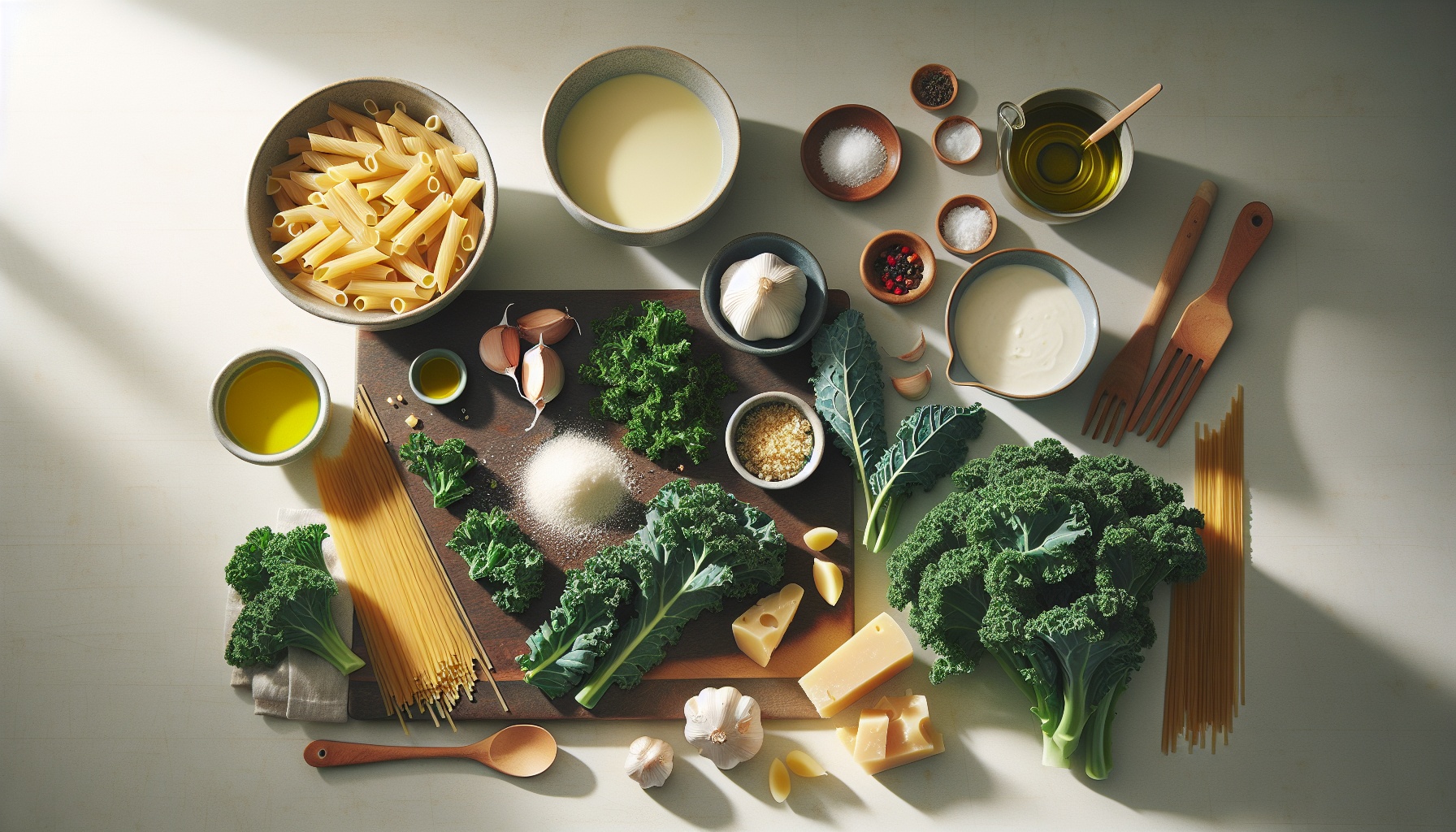 Simple Homemade Creamy Garlic Kale Pasta Recipe