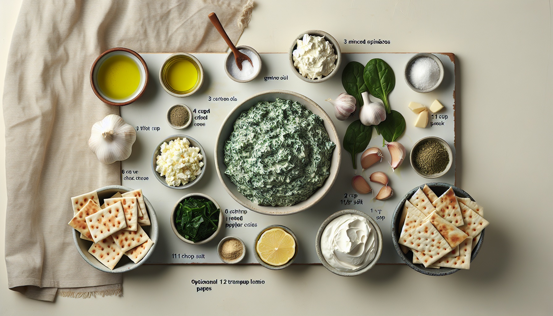 Simple Homemade Creamy Garlic Spinach Dip with Pita Chips Recipe