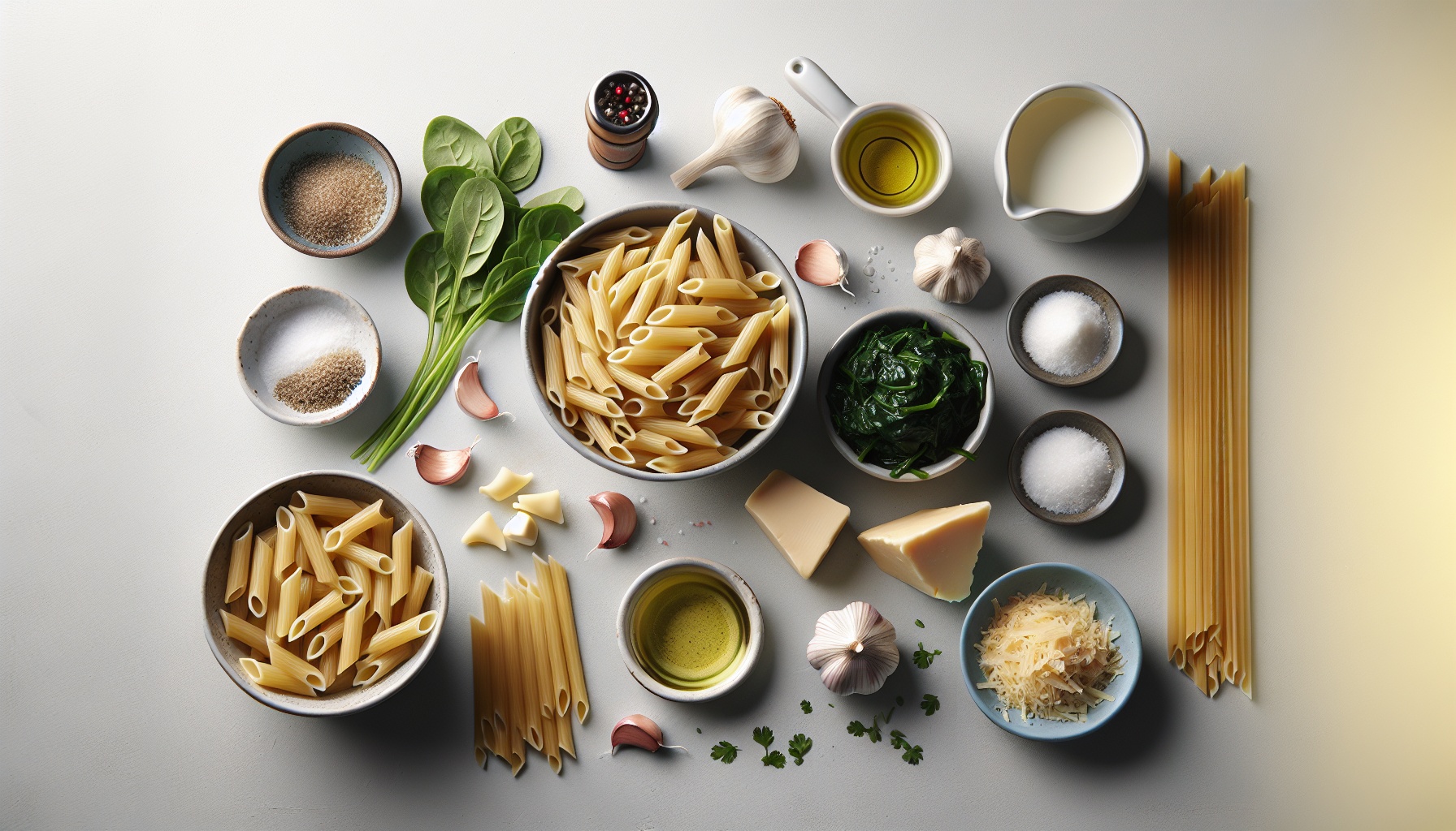 Simple Homemade Creamy Spinach Alfredo with Penne Pasta Recipe