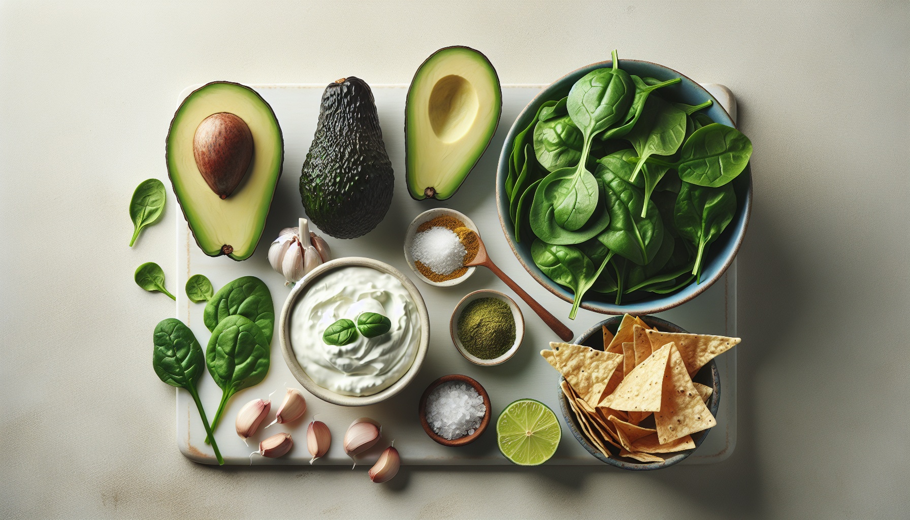 Simple Homemade Creamy Spinach Avocado Dip with Tortilla Chips Recipe