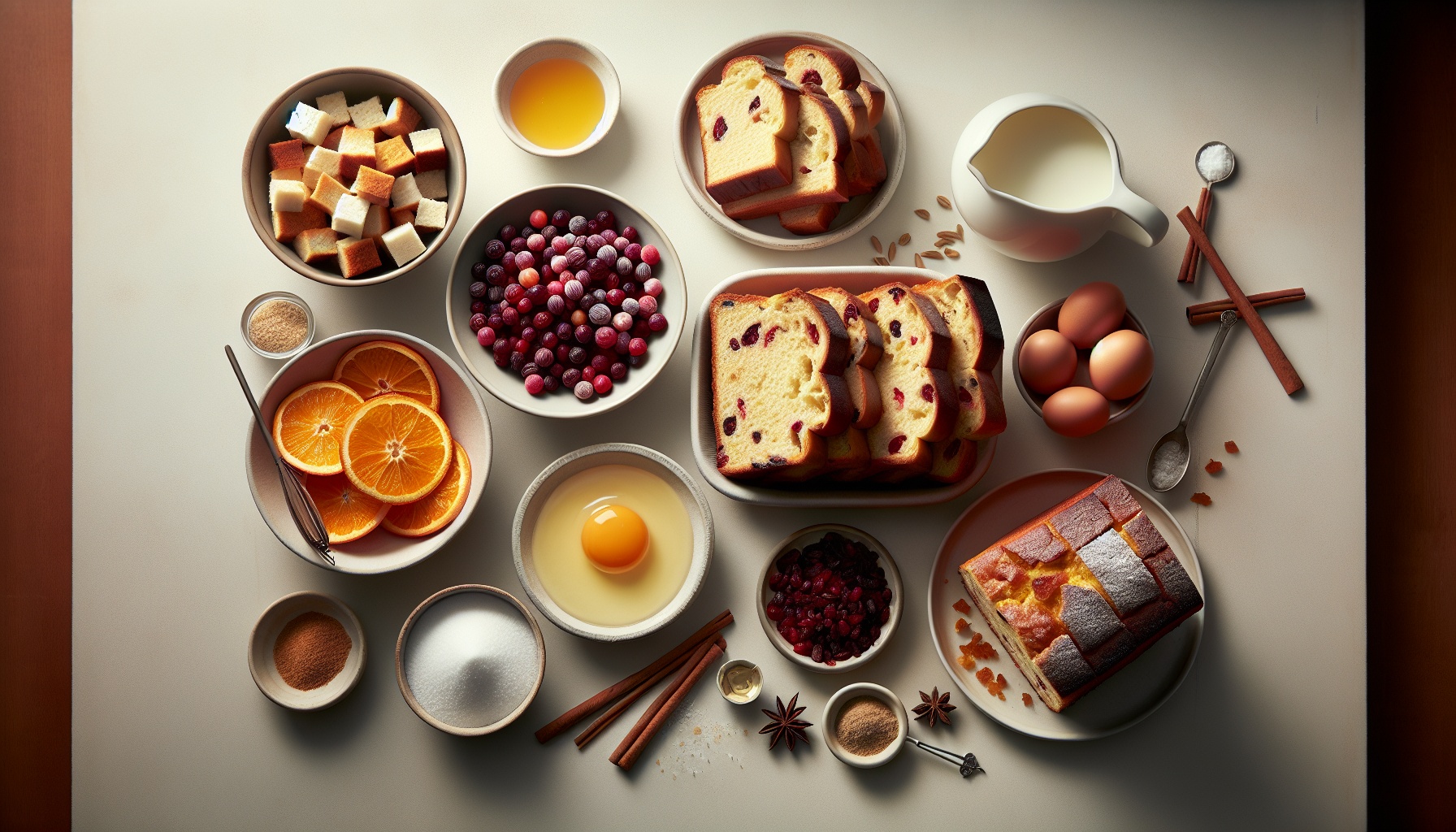 Spiced Orange and Cranberry Bread Pudding with Vanilla Sauce Recipe