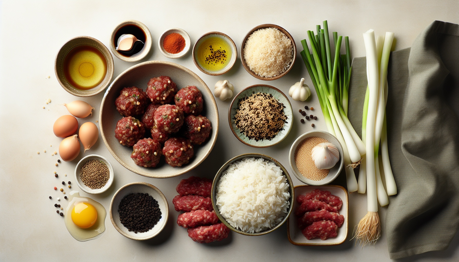 Spiced Ginger Honey Glazed Meatballs with Sesame Scallion Rice Recipe