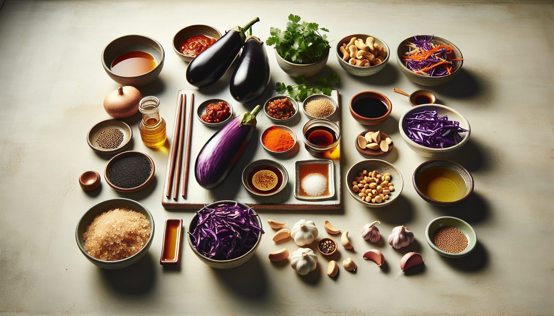 Spicy Sesame Gochujang Glazed Eggplant With Crunchy Peanut Slaw Recipe