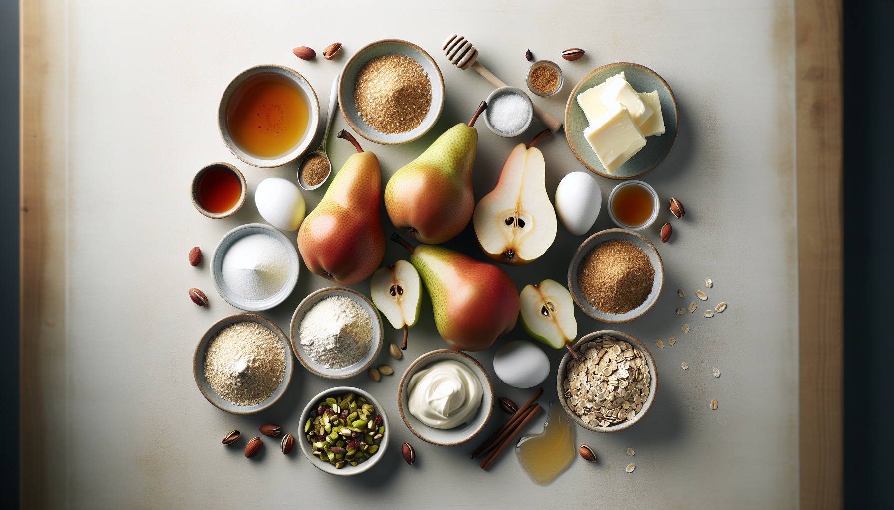 Warm Honey Glazed Pears With Mascarpone Cream And Pistachio Crumble Recipe