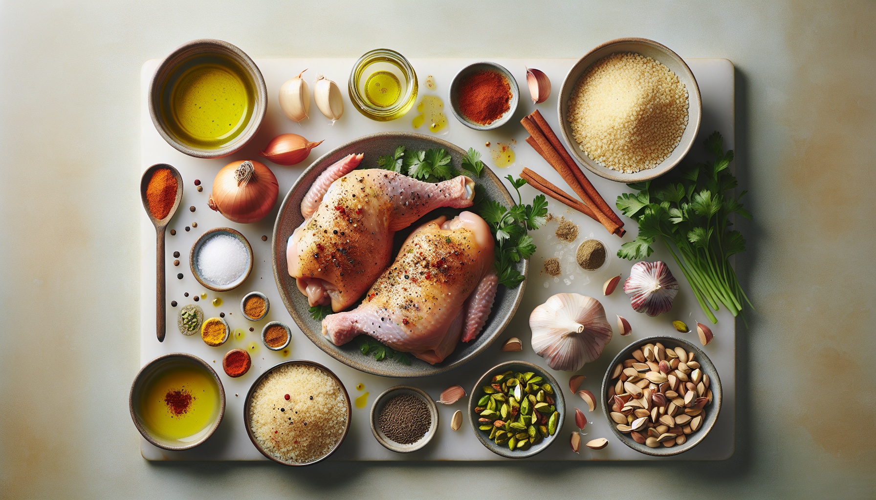 Orange Saffron Braised Chicken With Herbed Pistachio Couscous Recipe
