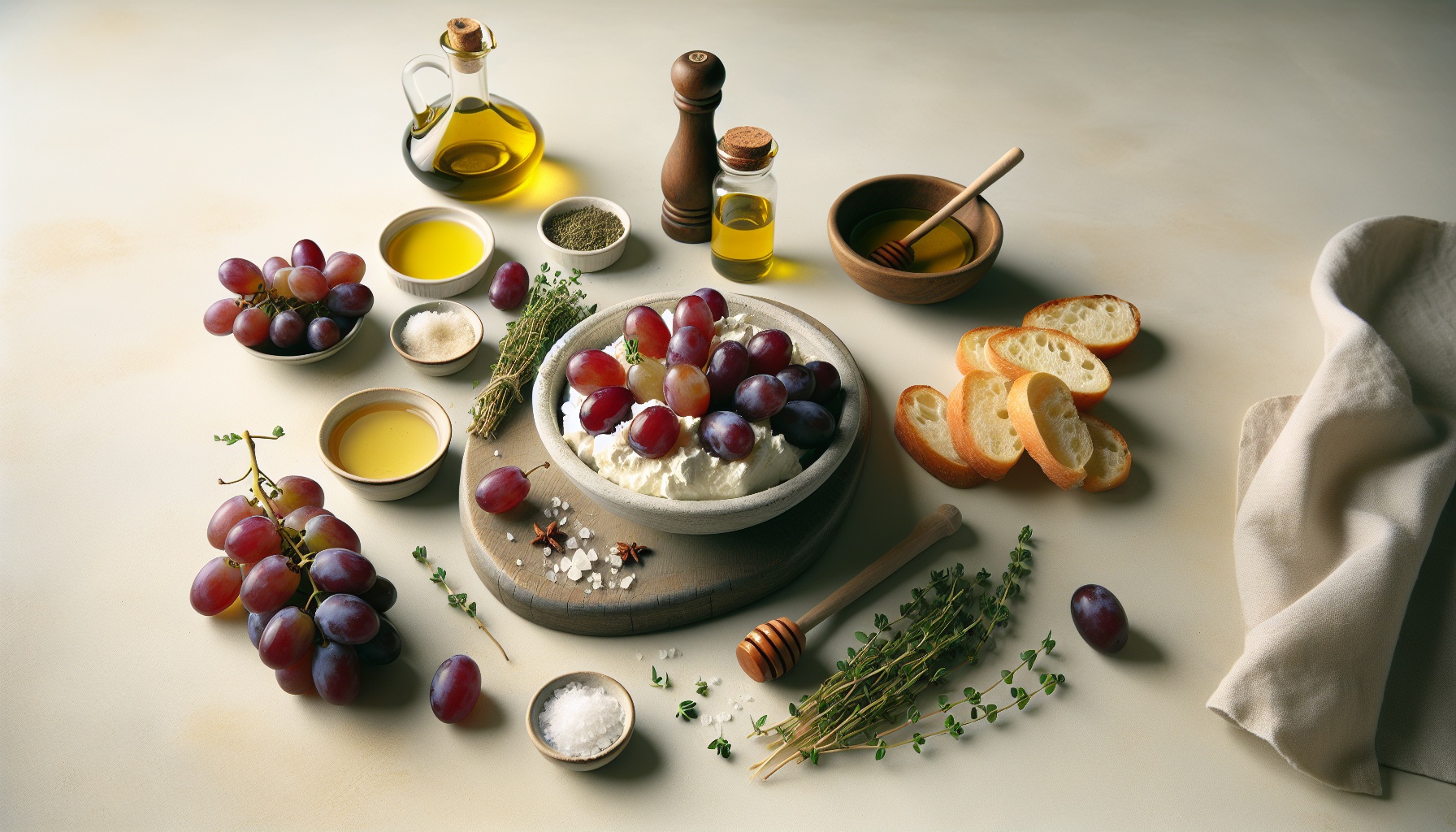Whipped Honey Ricotta With Roasted Grapes And Thyme Toasts Recipe