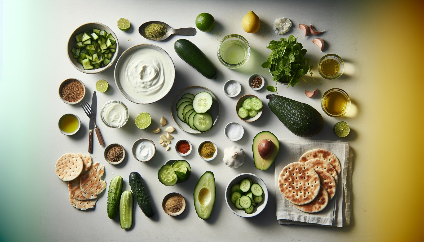 Chilled Cucumber Avocado Soup With Lime Mint Swirl And Spiced Pita Chips Recipe