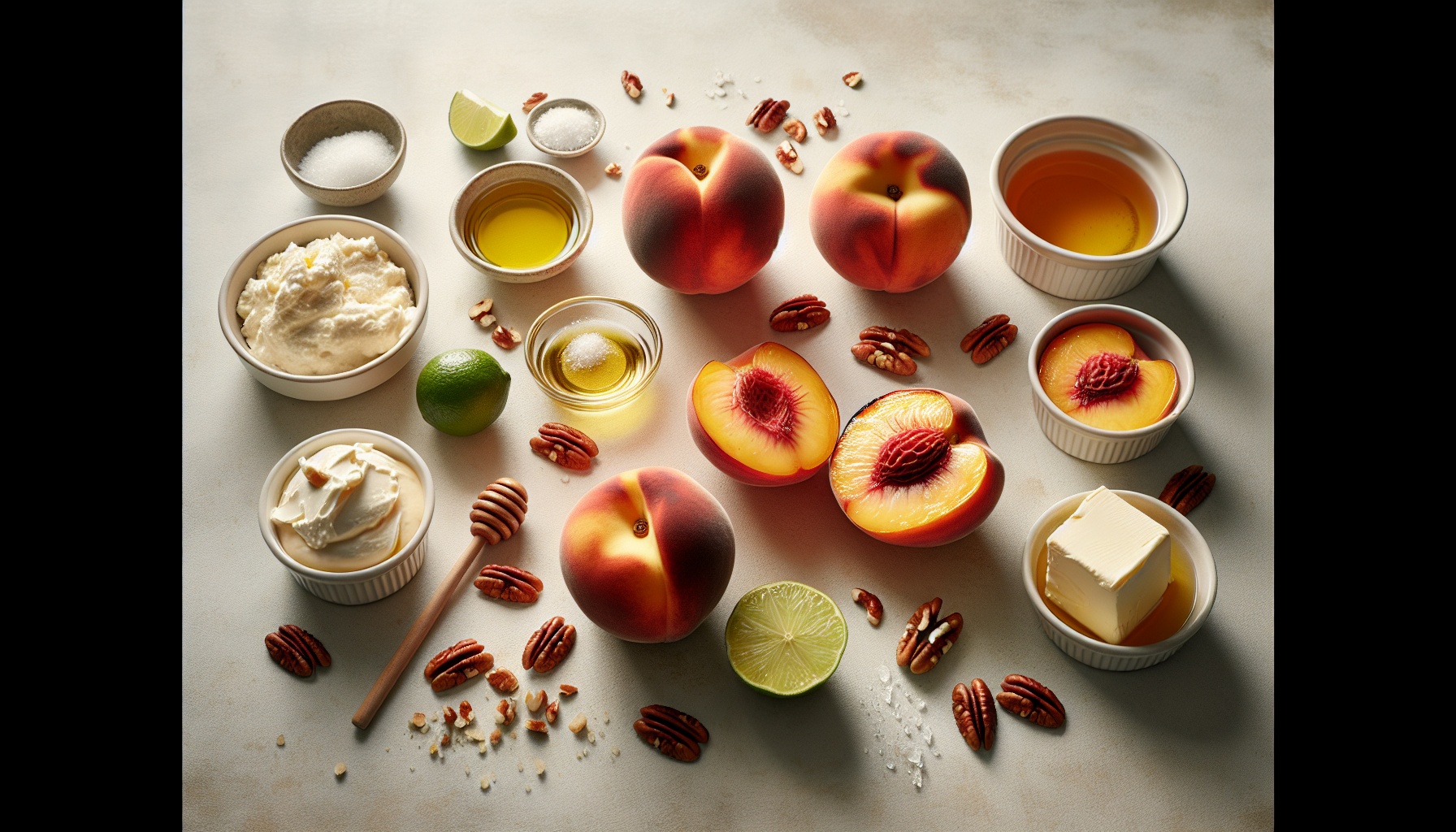 Grilled Peaches With Honey Lime Mascarpone And Toasted Pecan Crumble Recipe