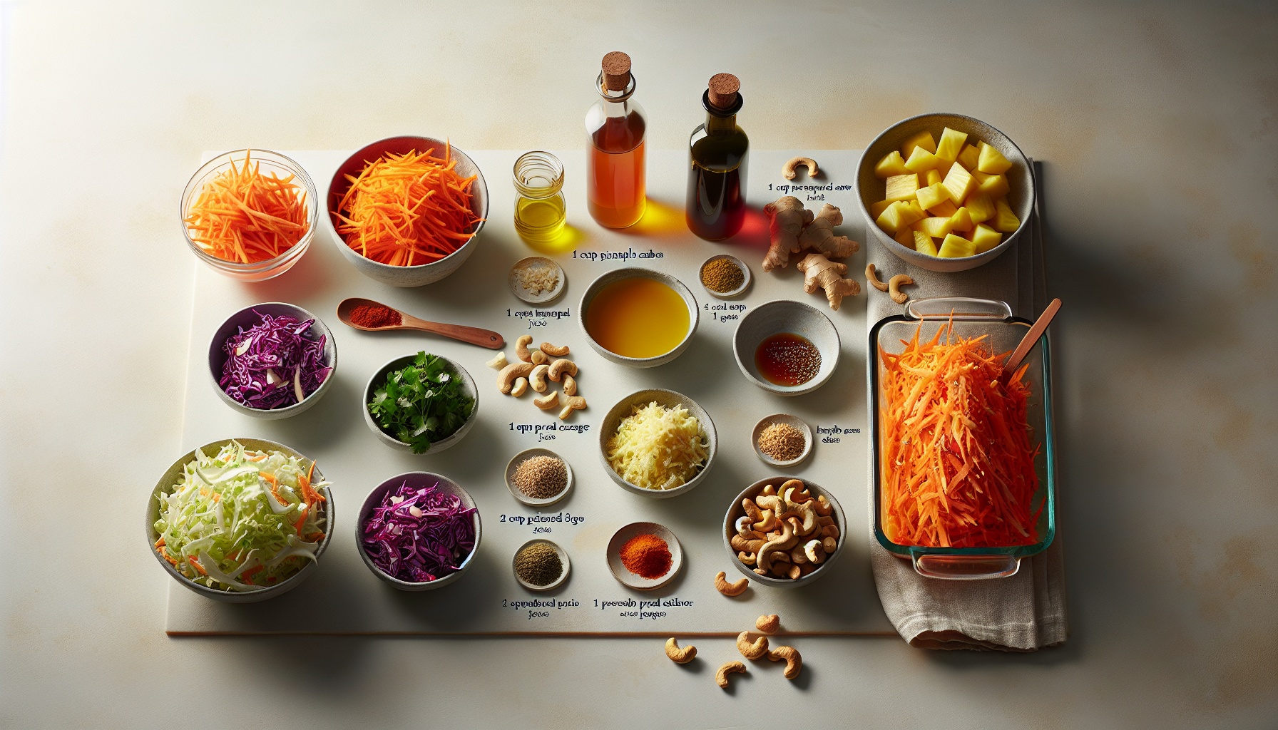 Spiced Pineapple Carrot Slaw With Citrus Ginger Dressing And Toasted Cashews Recipe