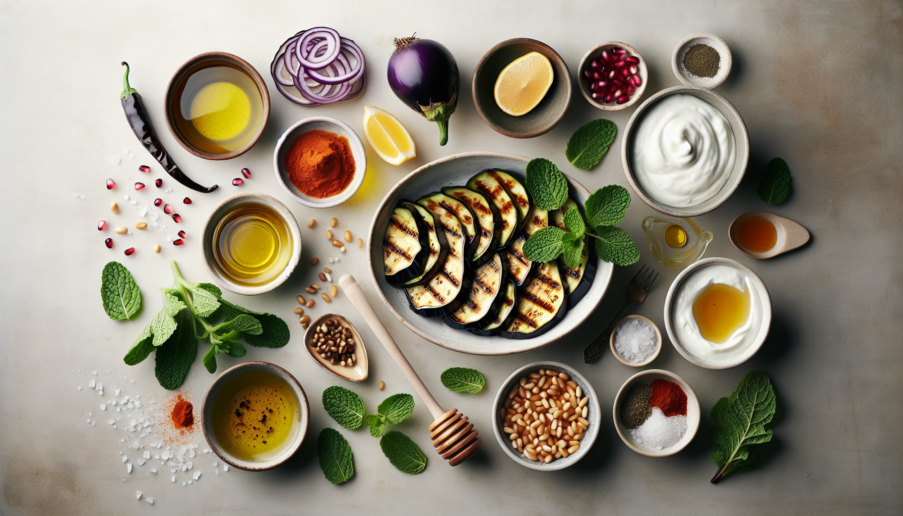 Smoky Harissa Honey Grilled Aubergine With Lemon Mint Yogurt Recipe