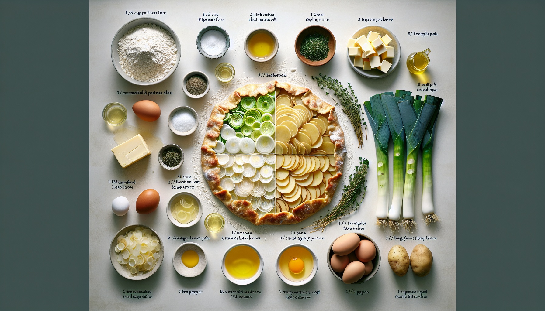 Caramelized Leek And Potato Galette With Lemon Thyme Honey Drizzle Recipe