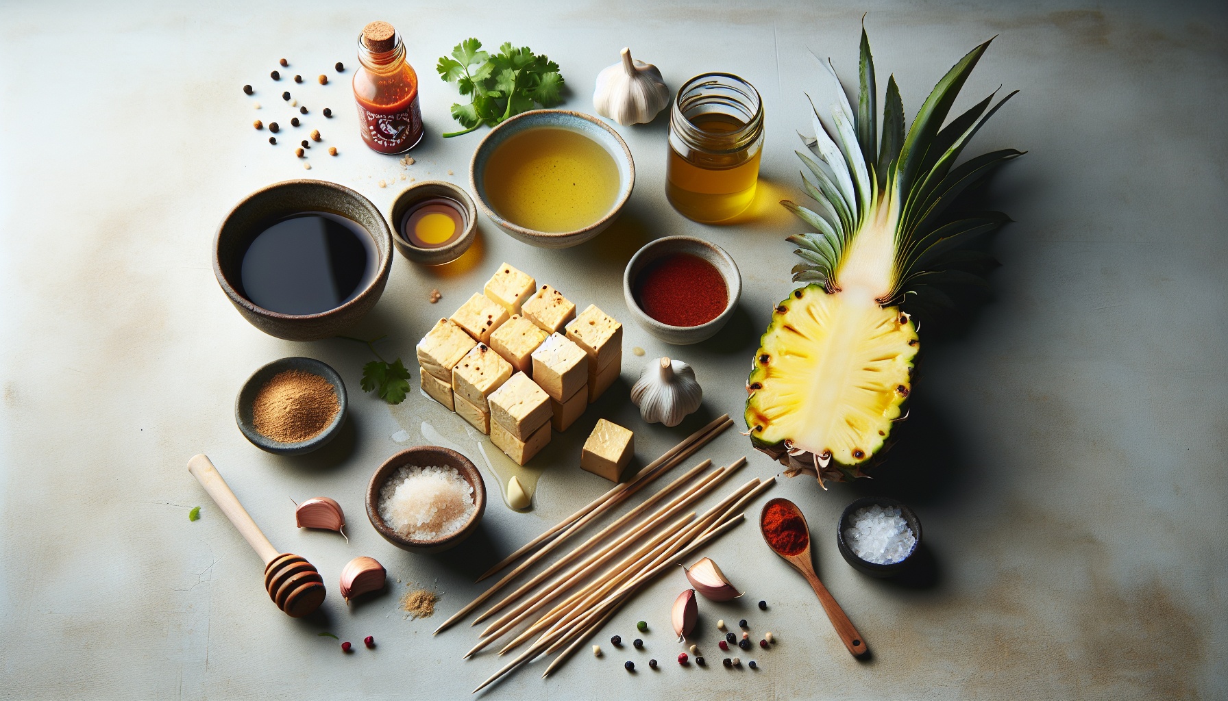 Spicy Honey Lime Tofu Skewers With Grilled Pineapple And Cilantro Dust Recipe