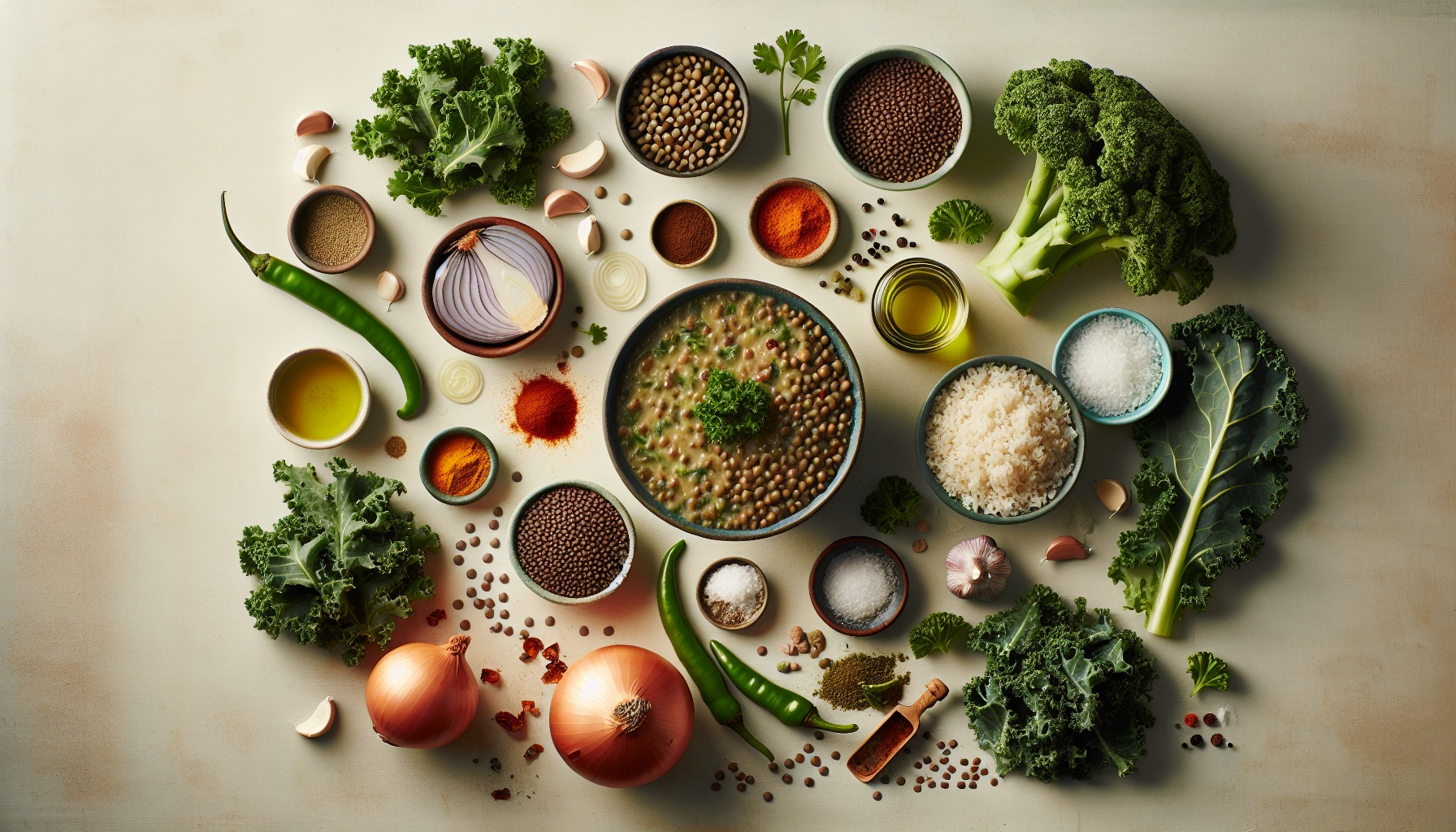 Savory Coconut Kale And Lentil Bowl With Crispy Garlic Chips Recipe