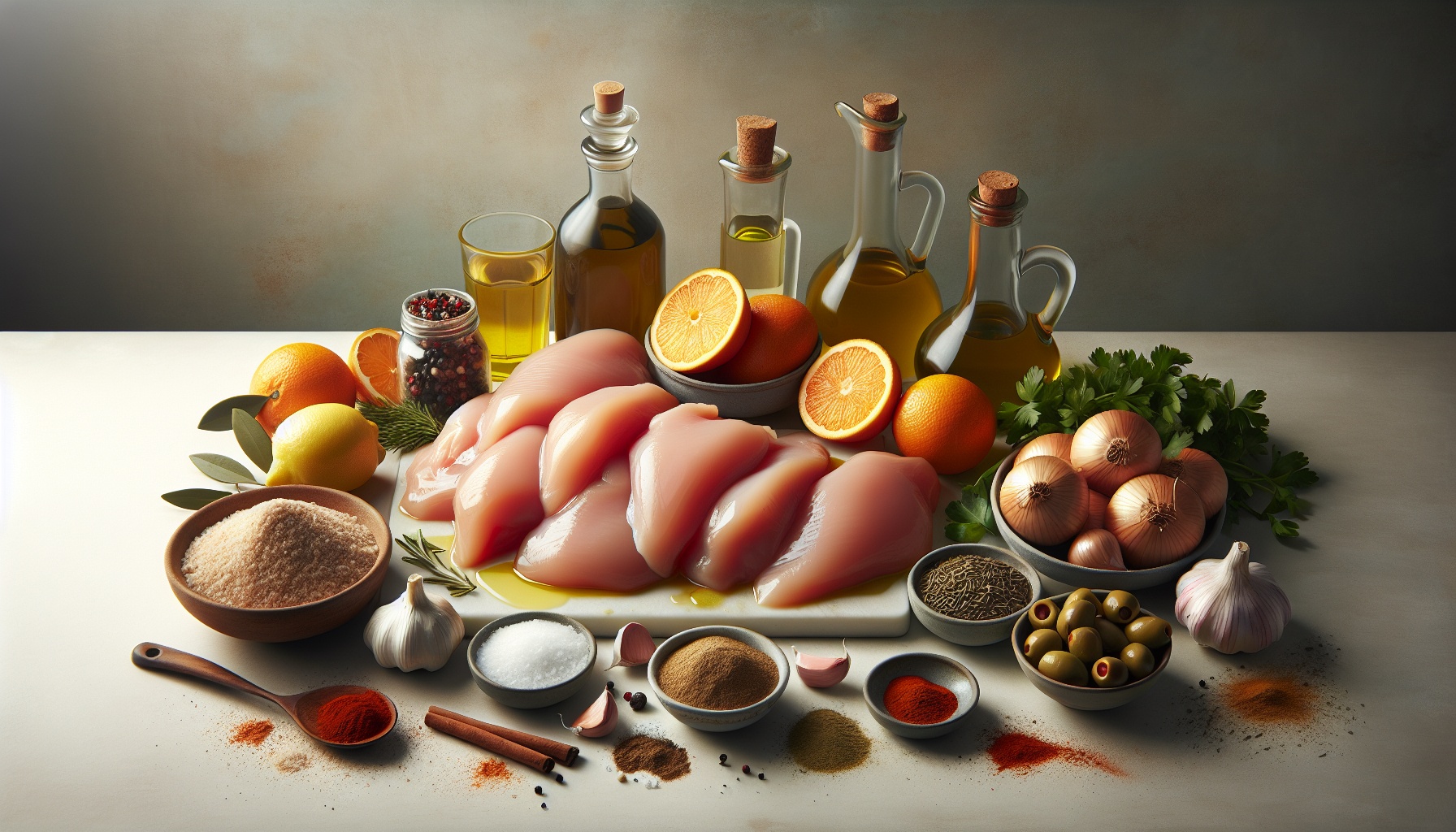 Spiced Citrus Marinated Chicken With Warm Olive Herb Relish Recipe