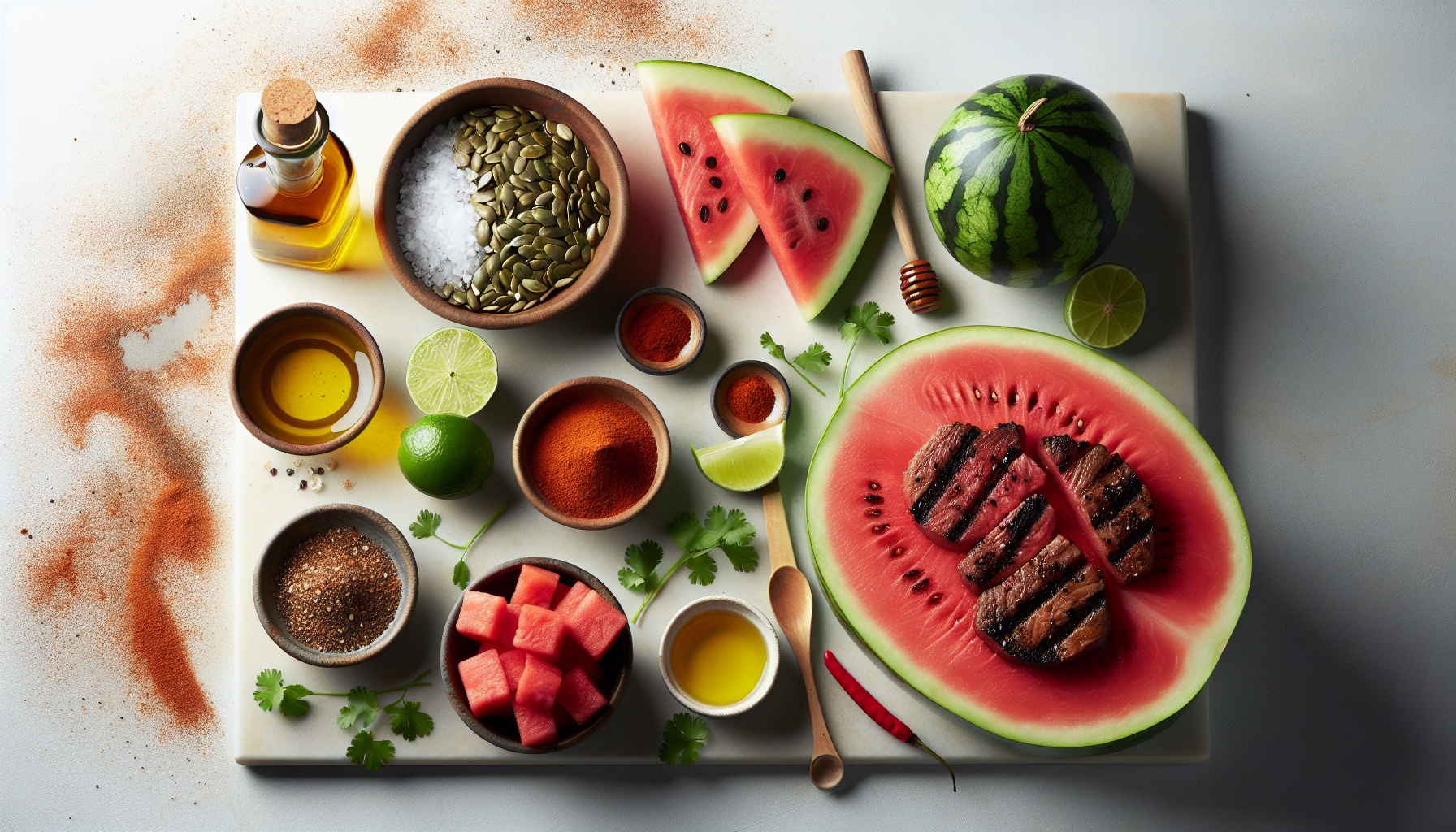 Grilled Watermelon Steaks With Spicy Lime Glaze And Crunchy Pepita Salt Recipe