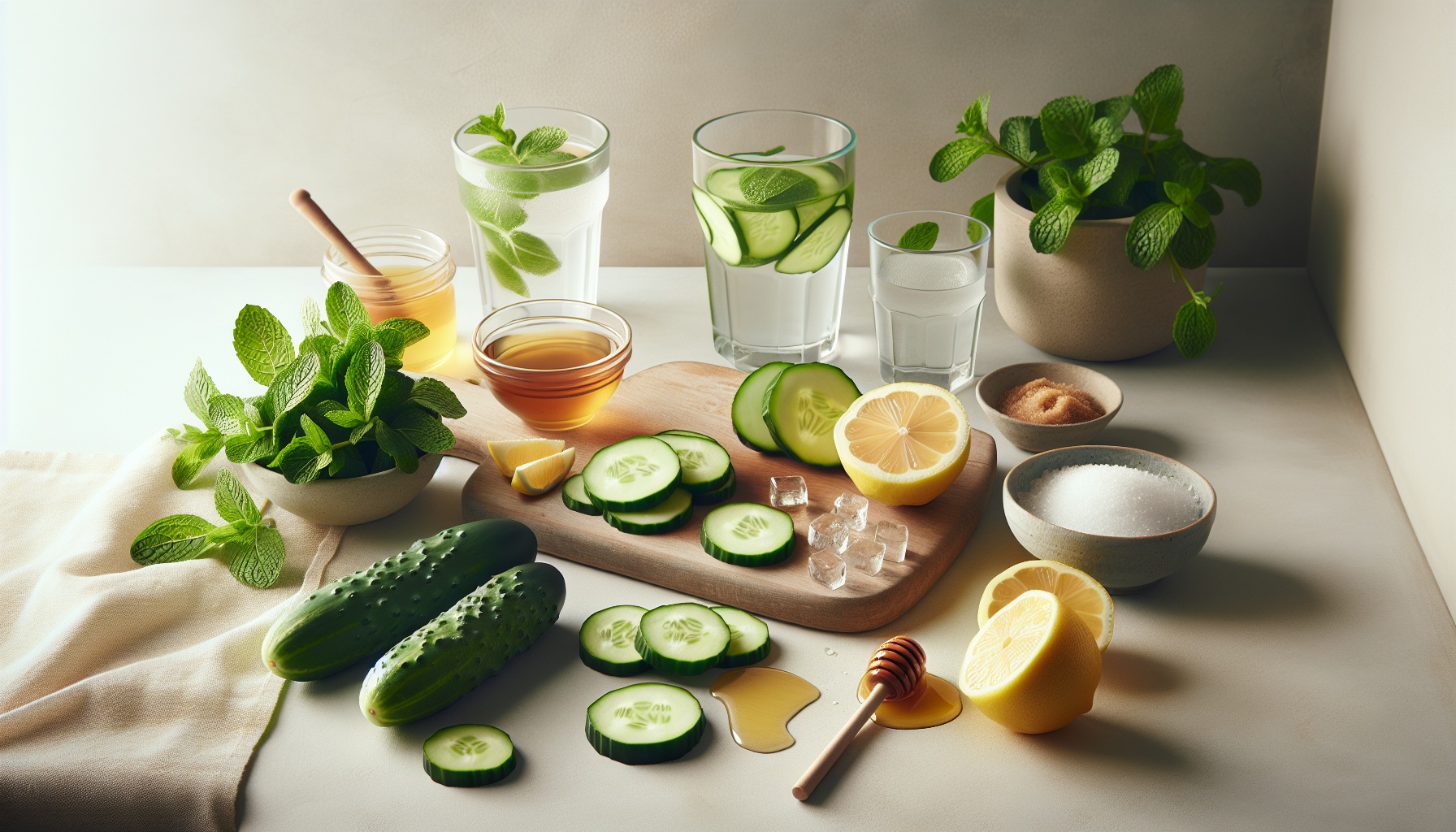 Cool Cucumber Mint Lemonade With Crushed Ice And Honey Lime Rim Recipe