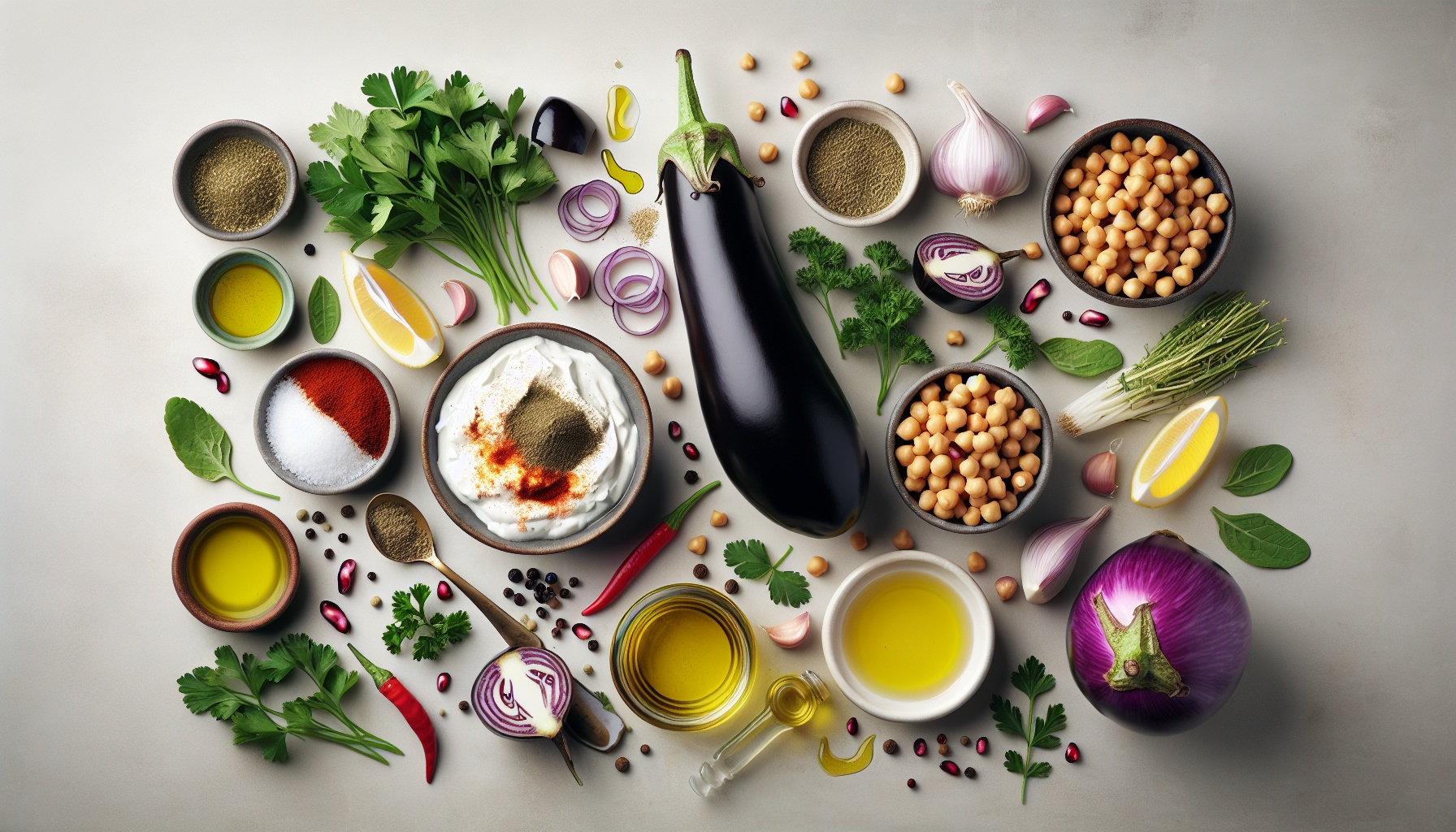 Grilled Eggplant Ribbons With Spicy Chickpea Salsa And Mint Yogurt Dressing Recipe