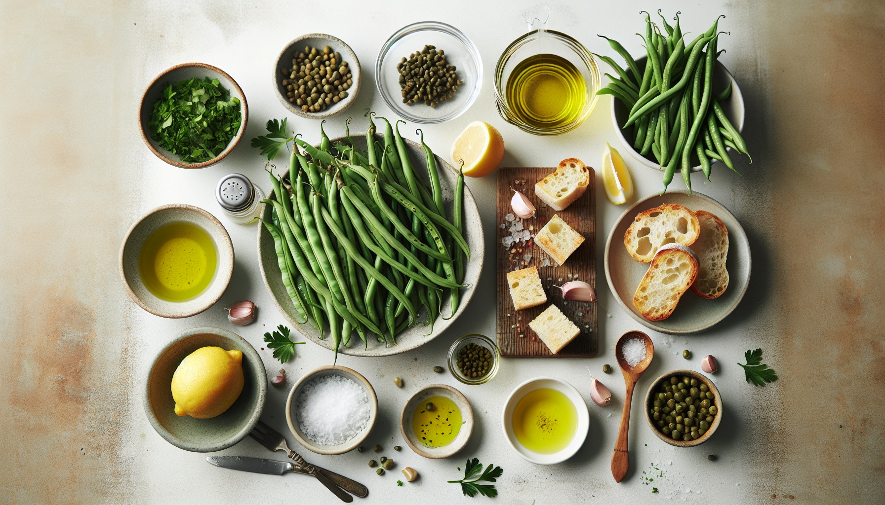 Charred Green Bean Salad With Tangy Lemon Capers And Crispy Garlic Croutons Recipe