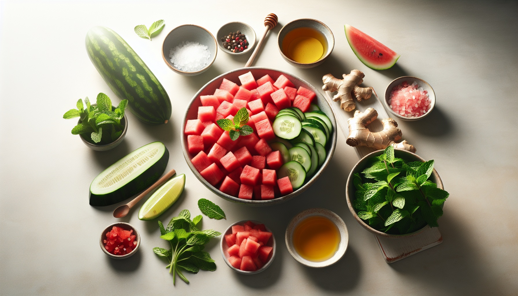Cool Tangy Watermelon Cucumber Salad With Mint Ginger Dressing Recipe