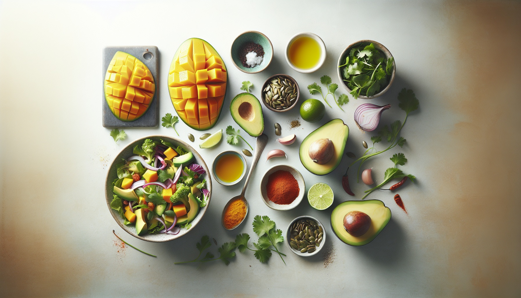 Grilled Mango And Avocado Salad With Chile Lime Vinaigrette And Crunchy Pepita Crumble Recipe