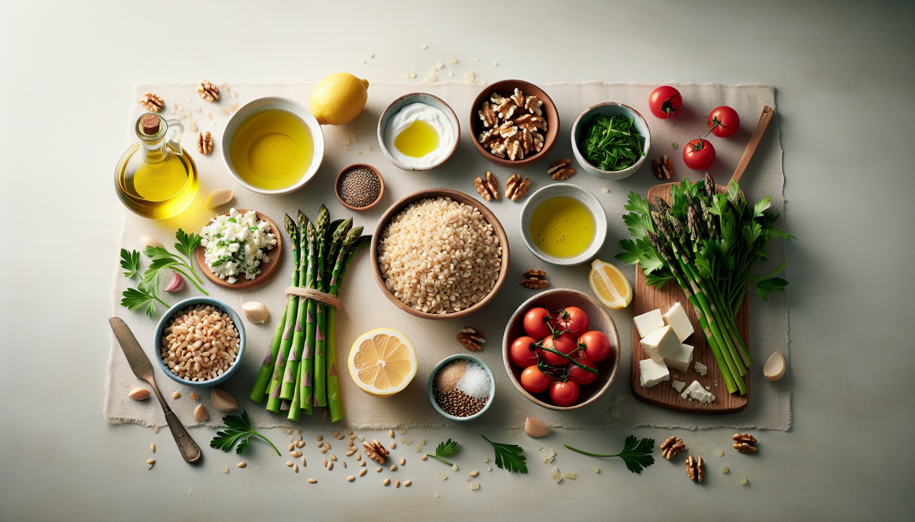 Tangy Lemon Herb Farro Bowl With Roasted Asparagus And Toasted Walnut Crumble Recipe