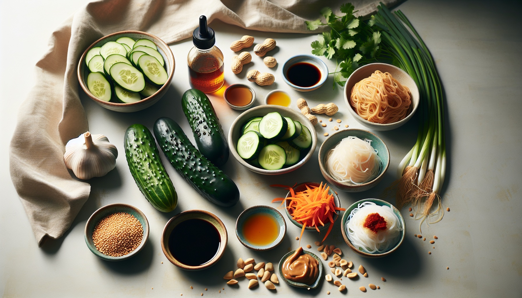 Grilled Cucumber Boats With Spicy Peanut Noodles And Fresh Cilantro Crunch Recipe