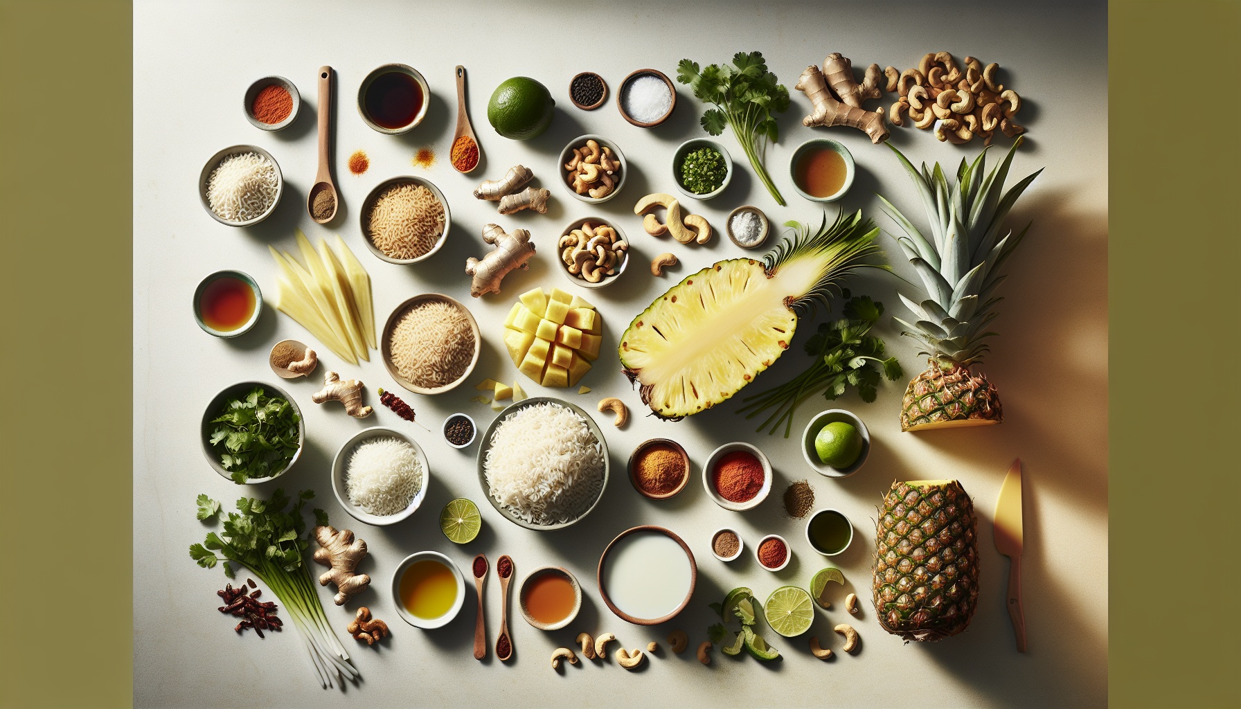 Smoky Grilled Pineapple Bowl With Coconut Ginger Rice And Spiced Cashew Drizzle Recipe