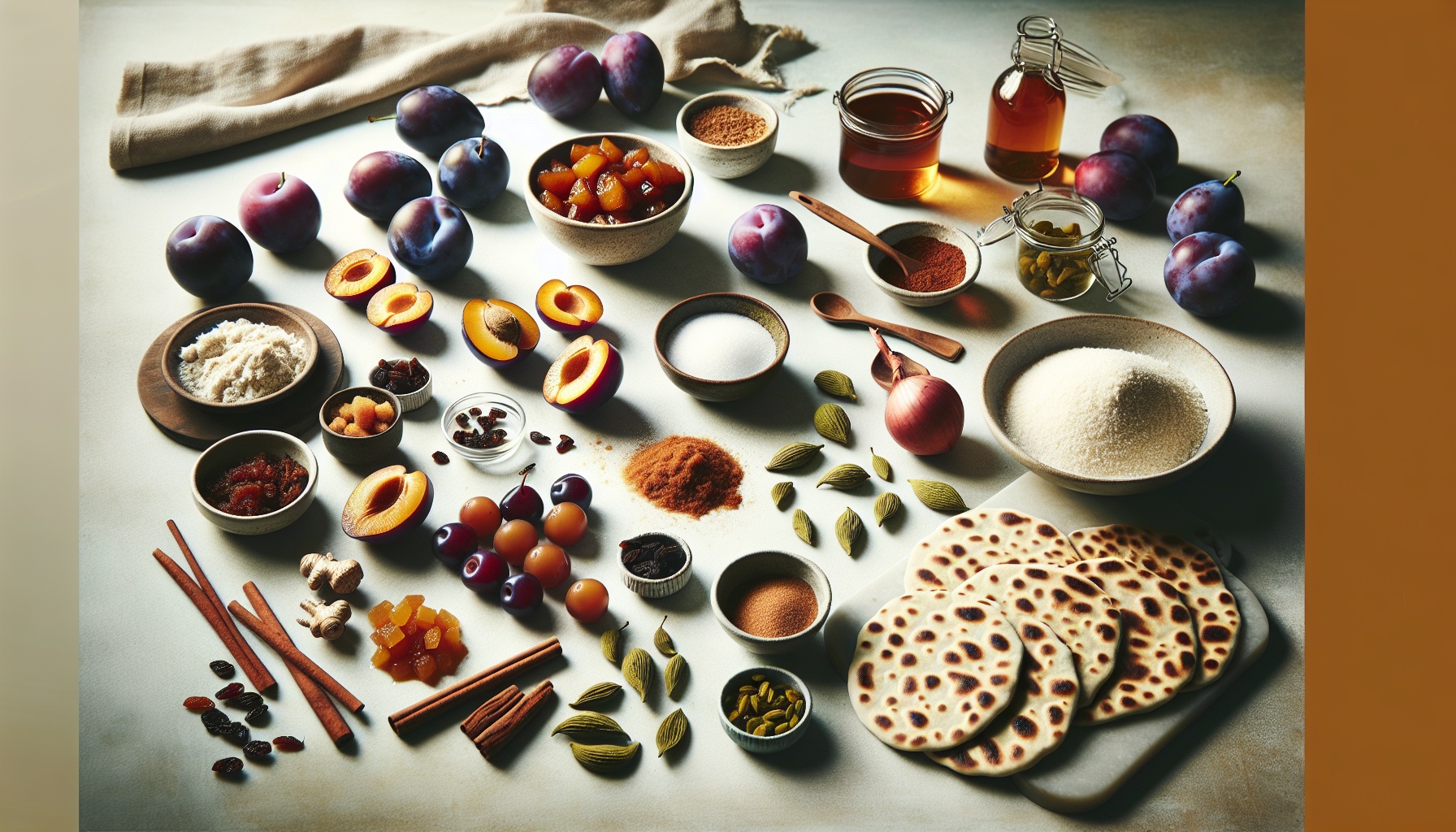 Spiced Plum And Ginger Chutney With Toasted Cardamom Flatbread Recipe