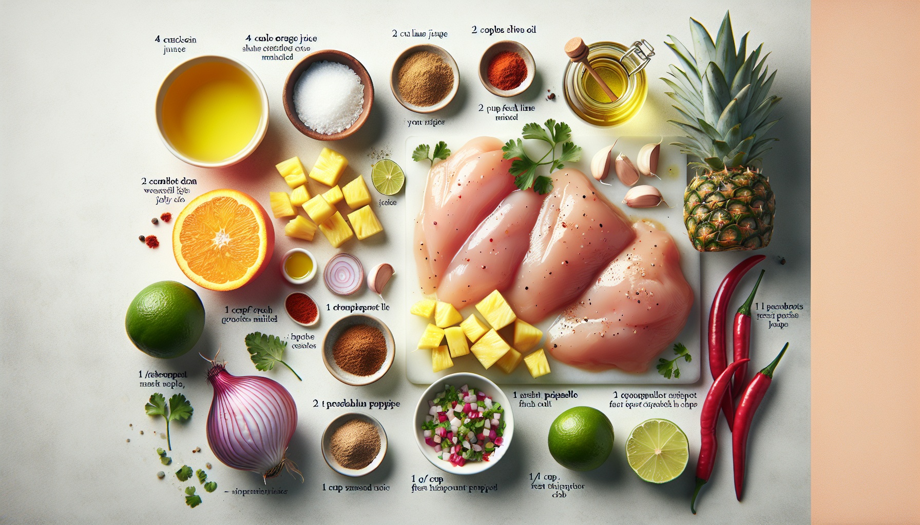 Citrus Marinated Grilled Chicken With Charred Pineapple Relish And Fresh Mint Recipe