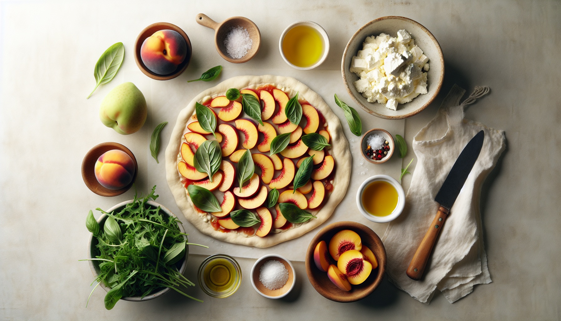 Summer Nectarine Basil Pizza With Whipped Feta And Honey Drizzle Recipe