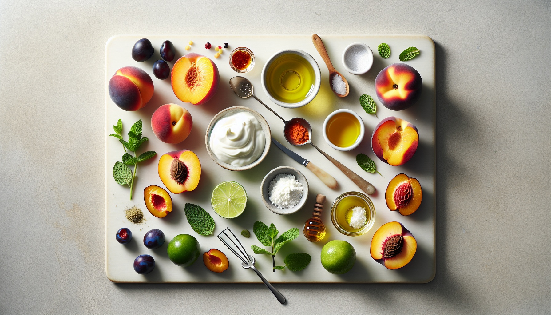 Grilled Chili Lime Stone Fruit Salad With Minted Yogurt Dressing Recipe