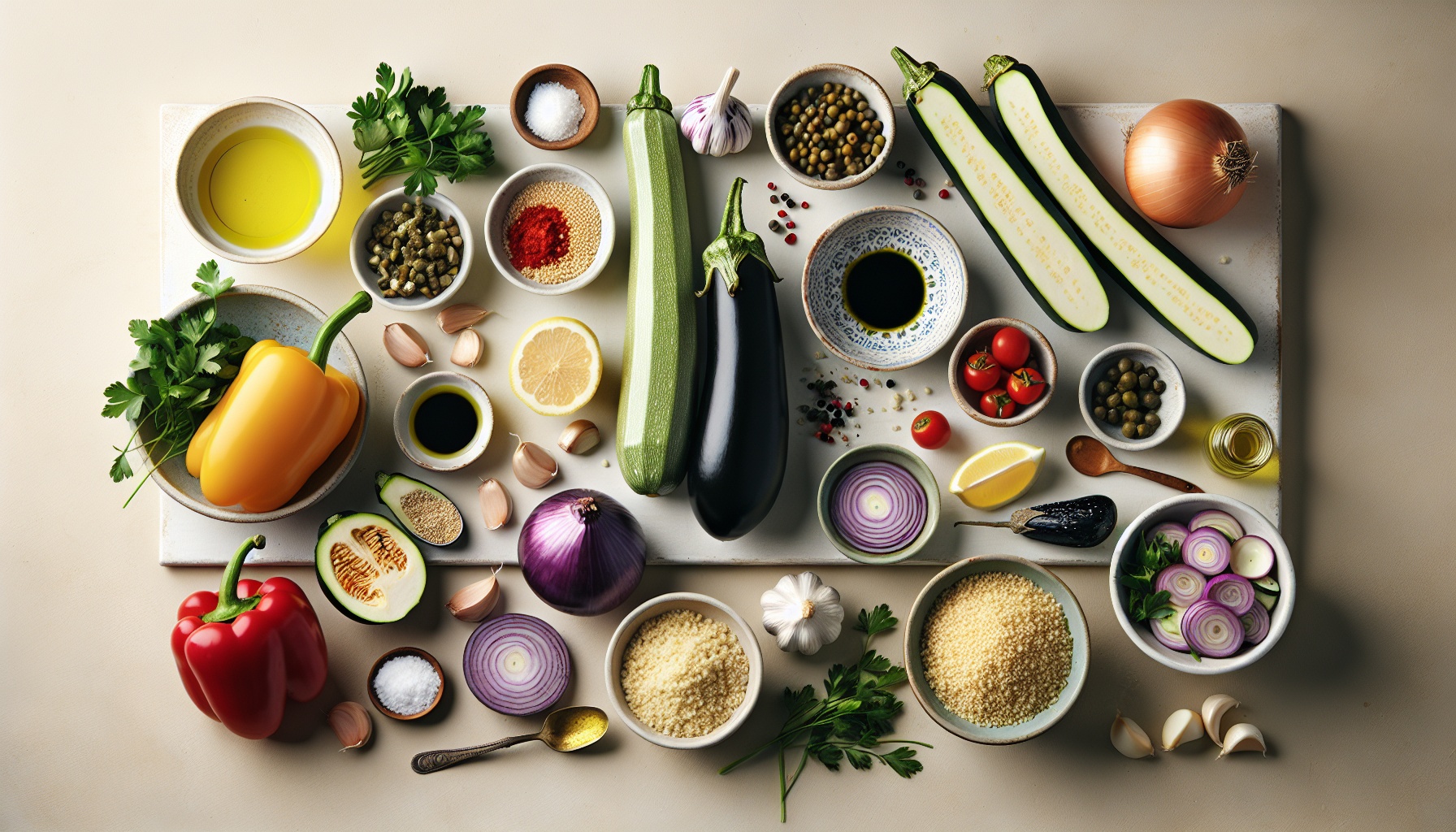 Grilled Zucchini Caponata With Lemon Herb Couscous Recipe