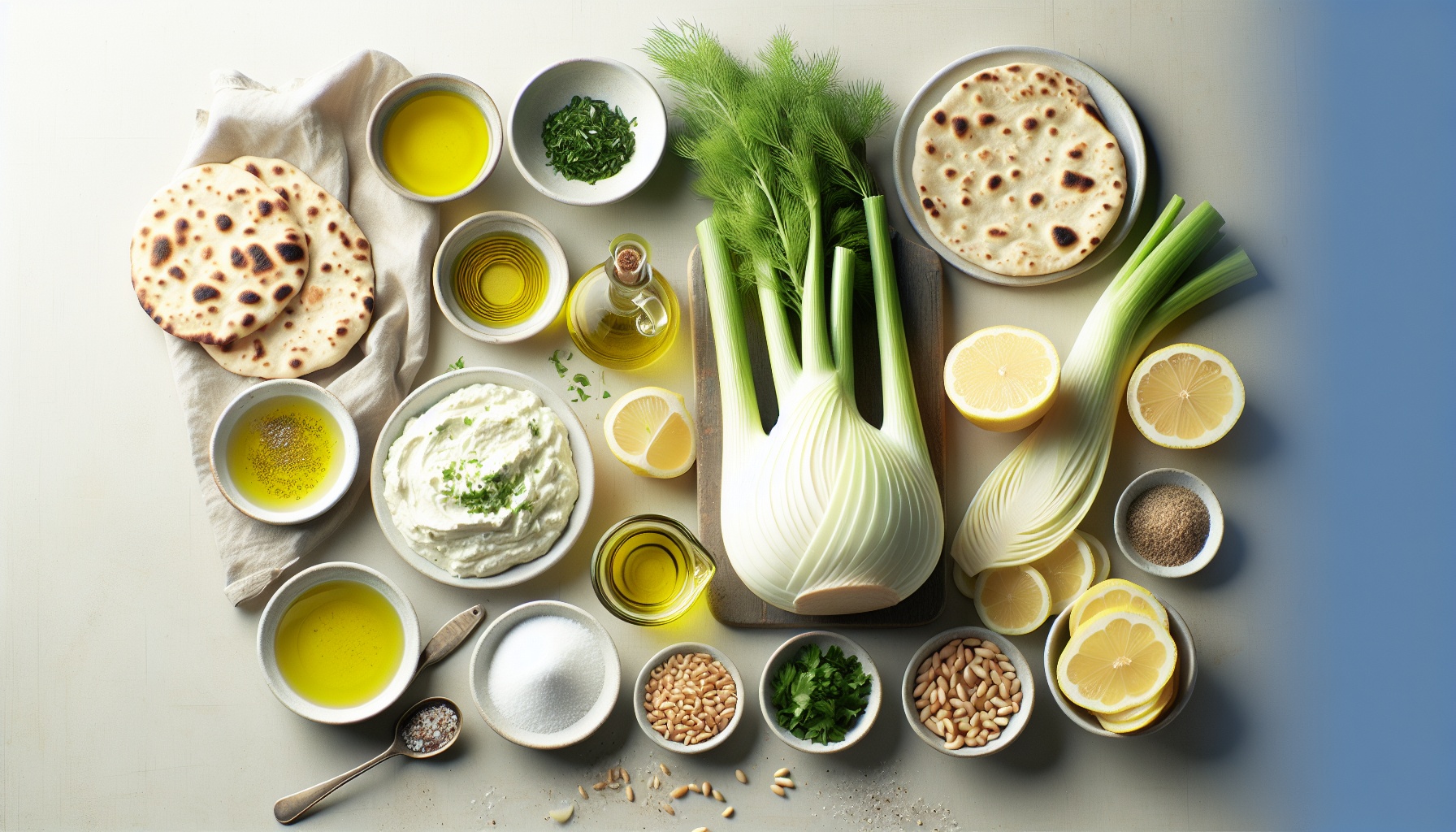 Grilled Fennel And Lemon Flatbread With Herbed Ricotta And Toasted Pine Nuts Recipe
