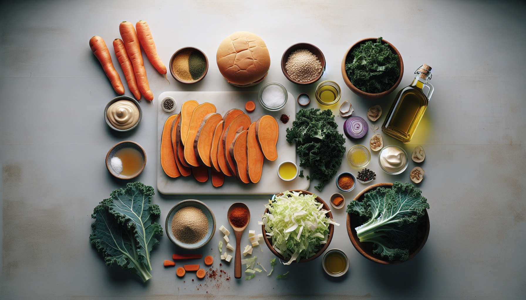 Charred Sweet Potato Sandwich With Maple Mustard Slaw And Crispy Kale Chips Recipe