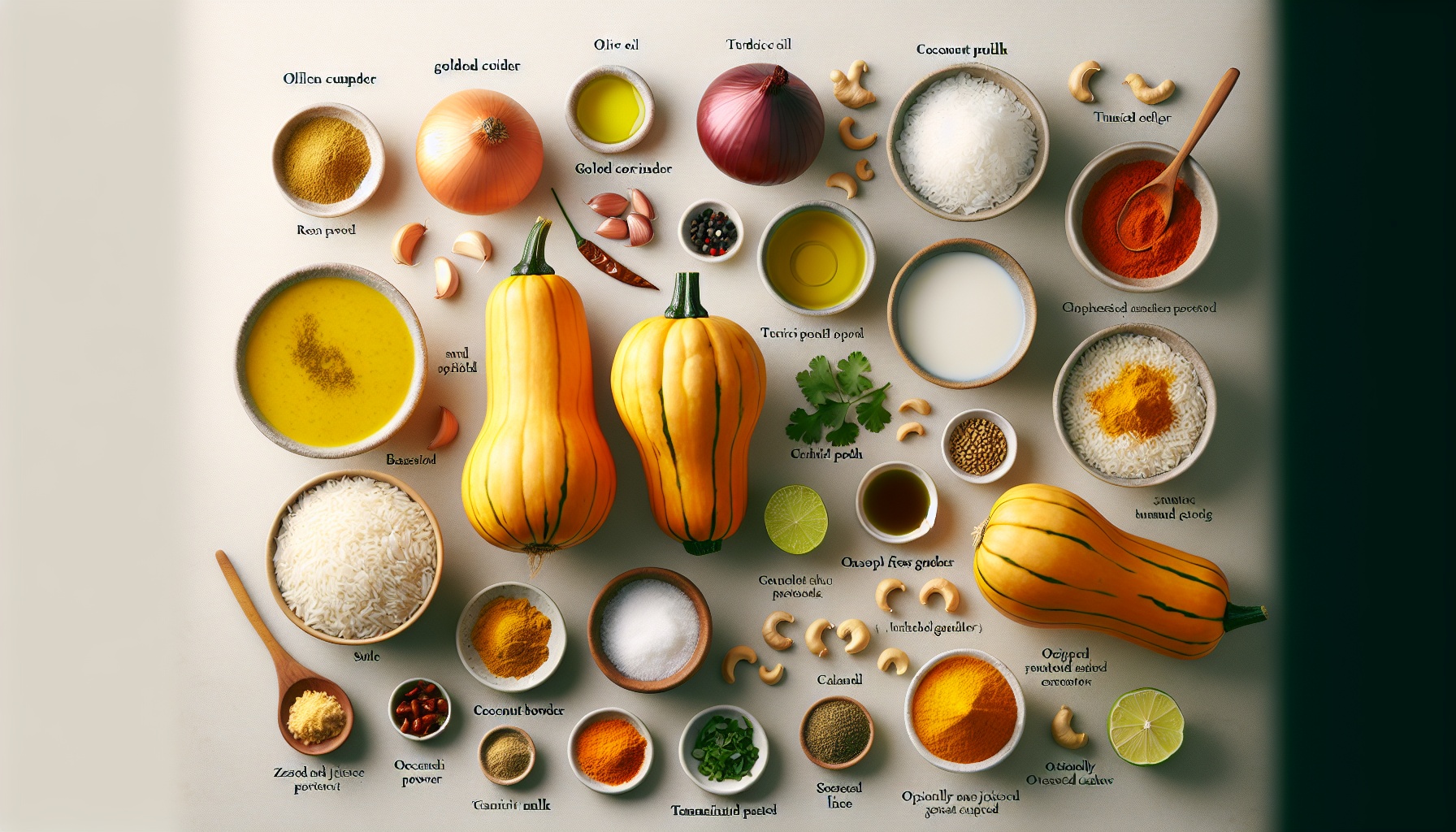 Golden Acorn Squash Curry With Coconut Tamarind Sauce And Lime Scented Rice Recipe