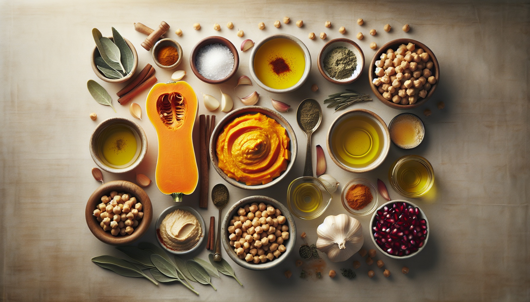 Golden Maple Squash Hummus With Crispy Sage And Pomegranate Seeds Recipe