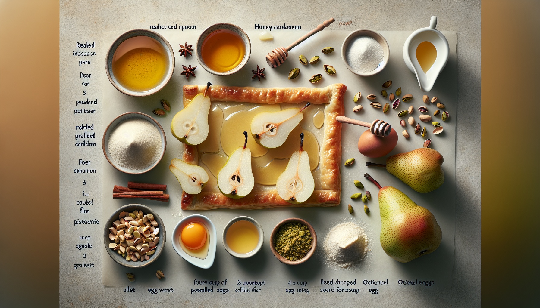 Roasted Pear And Honey Cardamom Tart With Pistachio Crumble Recipe