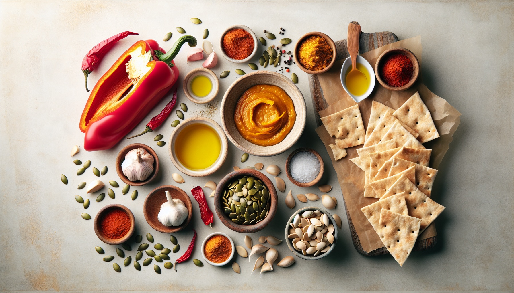 Golden Pumpkin Seed Romesco Dip With Smoky Paprika Pita Chips Recipe
