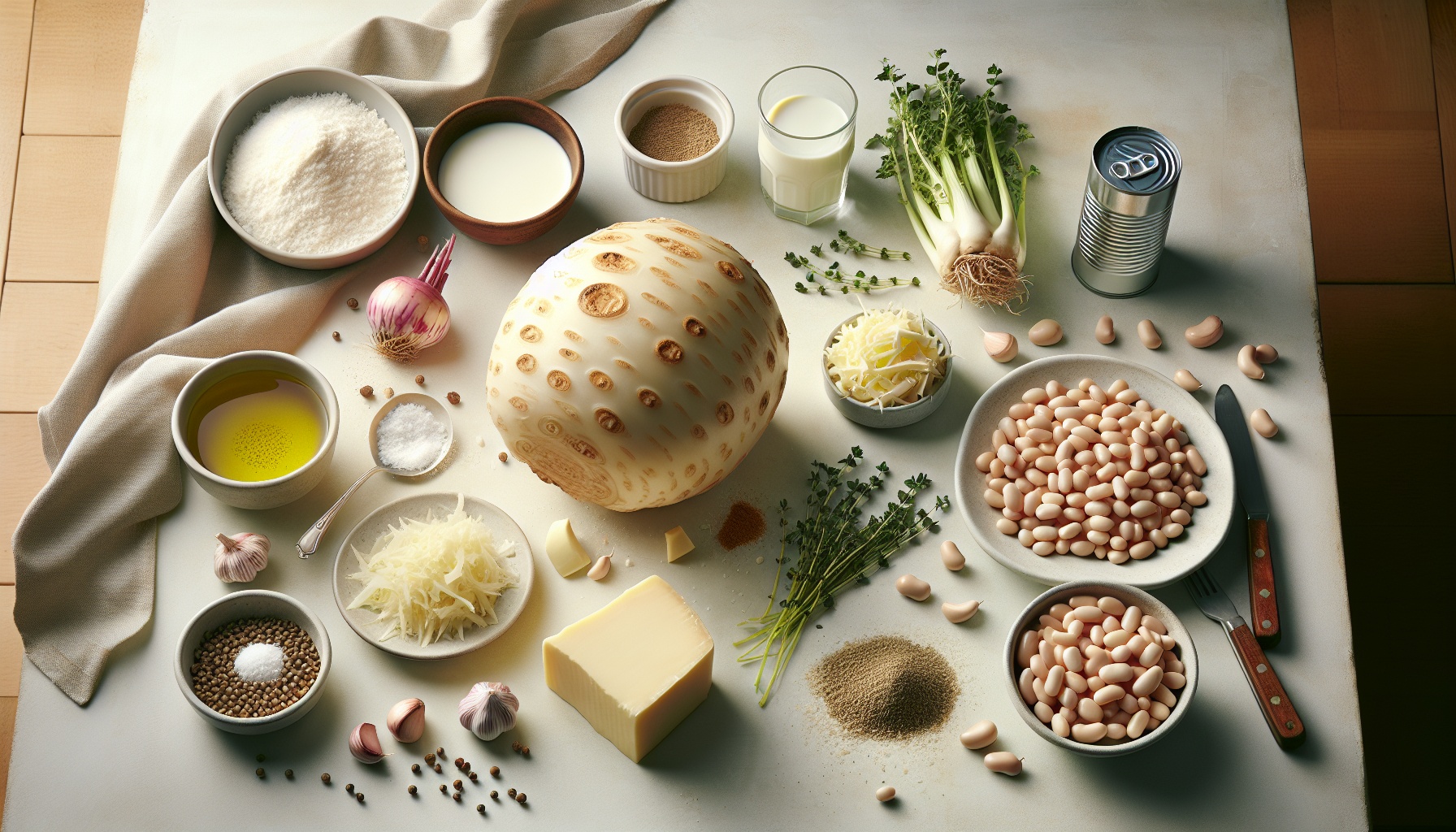 Creamy Celeriac And White Bean Gratin With Thyme Crumb Topping Recipe