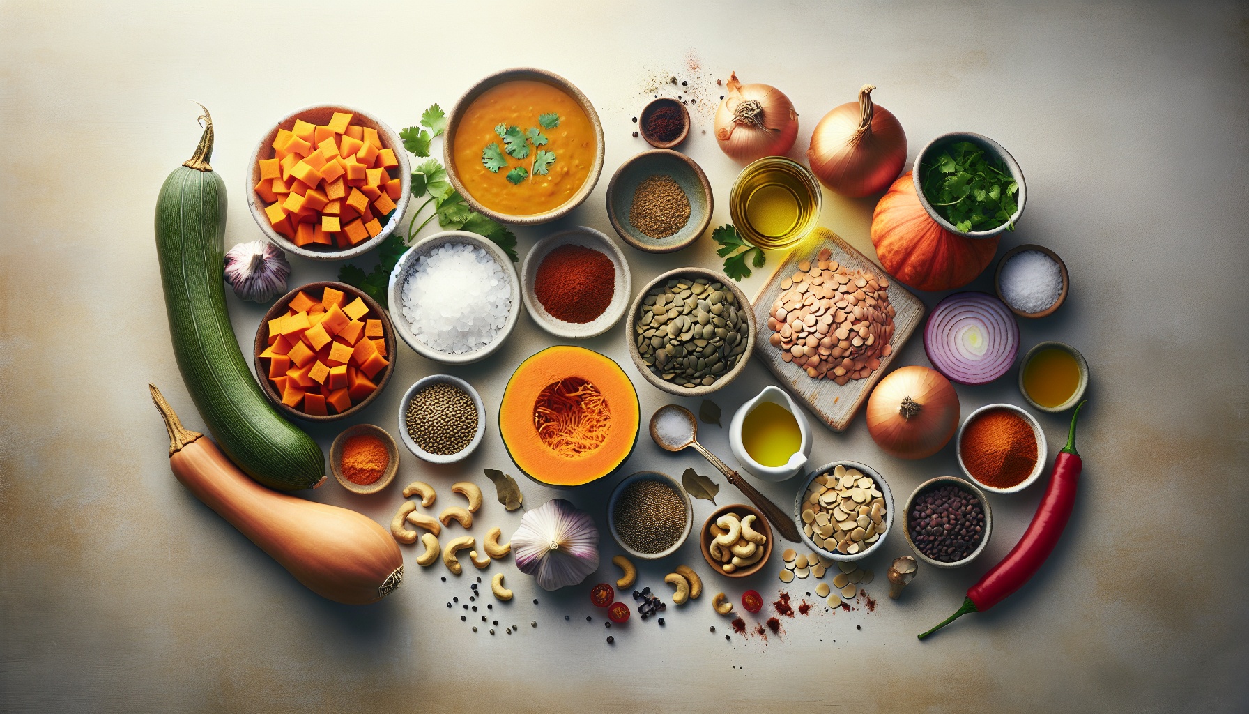 Warm Pumpkin Lentil Stew With Coriander Cashew Crunch Recipe