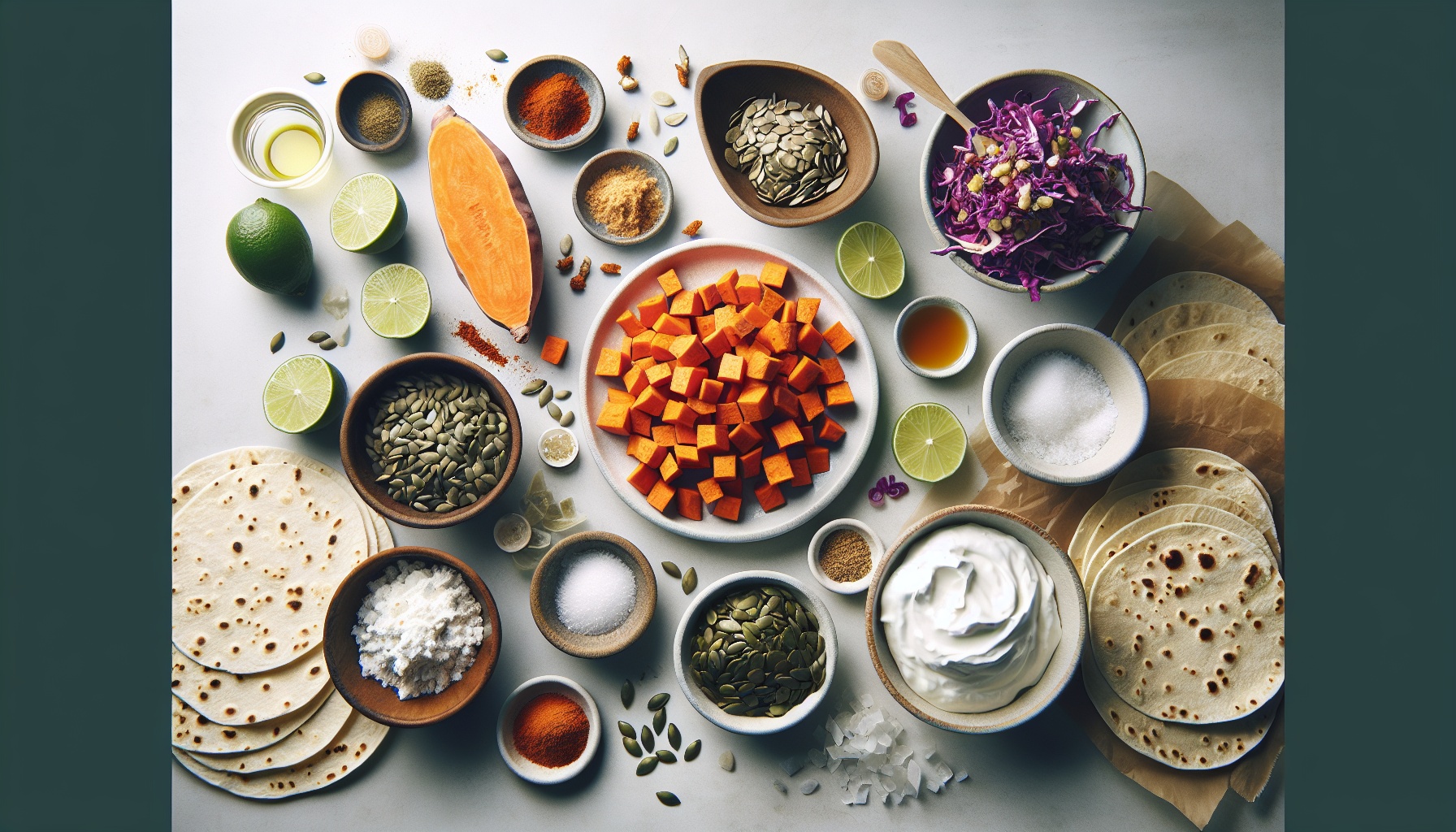 Maple Roasted Sweet Potato Tacos With Chipotle Lime Crema And Crunchy Pepita Slaw Recipe